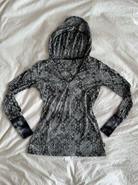 Y2K Yogawear Grey Slub Paisley Hoodie